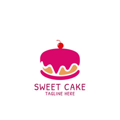 Sweet cake logo icon design template. Elegant, luxury, premium vector