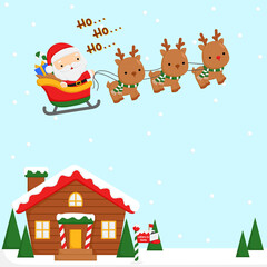 A Vector of Cute and Simple Santa in Christmas Season Background