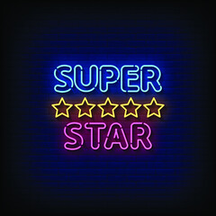 Super Star Neon Signs Style Text Vector