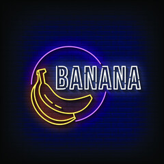 Banana Neon Signs Style Text Vector
