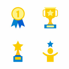Award, winner, prize vector icon set