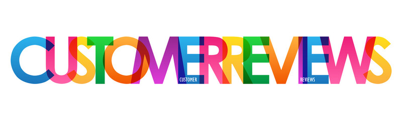 CUSTOMER REVIEWS colorful vector typography banner