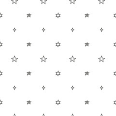 Seamless pattern with different doodle outline stars.