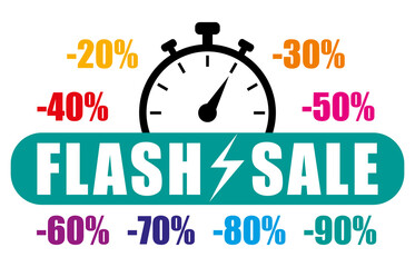 Flash sale. Blue green and multicolored vector icon illustration.