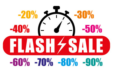 Obraz premium Flash sale. Red and multicolored vector icon illustration.