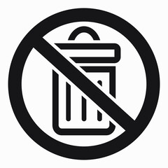 Shopping cart isolated minimal single flat linear icon for application and info-graphic. Do not litter. Garbage ban. Keep clean. No trash. Do not use an urn.