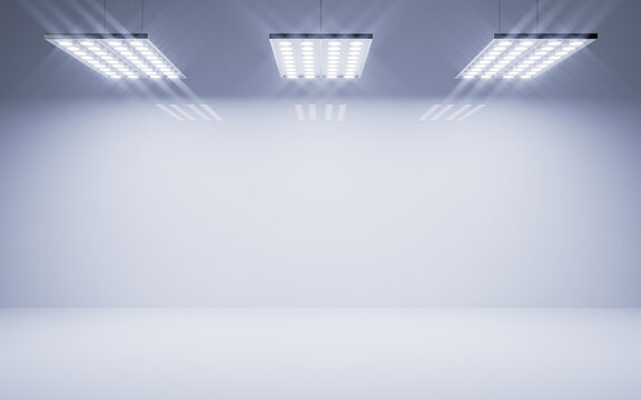 Empty room with top light illuminated, 3d rendering.