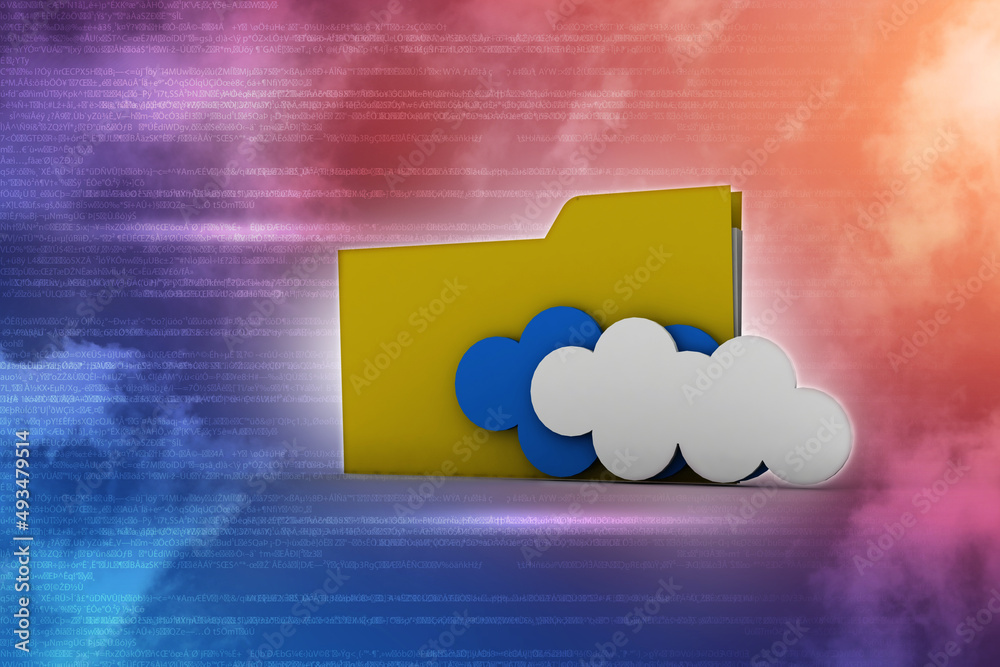 Poster 3d rendering cloud folder network