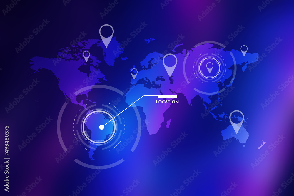 Poster 2d rendering Red map pointer
