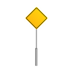 Yellow Blank Road Traffic Sign Vector Illustration Template