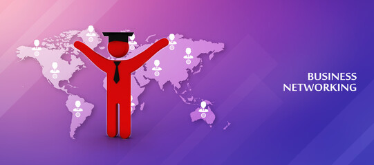 3d rendering business leadership with graduate cap concept 
