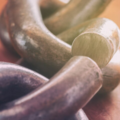 Metal chain. Close up of a chain link cuted.