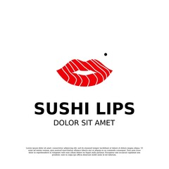 sushi lips logo vector design template