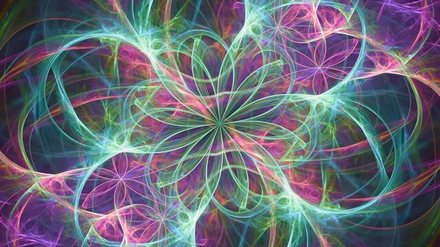 Kaleidoscope cosmic convergence  - seamless looping fractal abstract background for trippy music vj streaming backdrops.