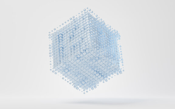 Fototapeta Abstract cube shape, cube geometry, 3d rendering.