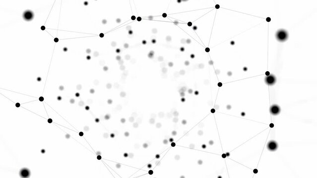 Network connected data tunnel animation on white background. 4K Video data conceptual animation	