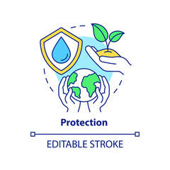 Protection concept icon. Sustainable land management principle abstract idea thin line illustration. Natural environment. Isolated outline drawing. Editable stroke. Arial, Myriad Pro-Bold fonts used