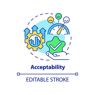 Acceptability concept icon. Sustainable land management practice abstract idea thin line illustration. Socially acceptable. Isolated outline drawing. Editable stroke. Arial, Myriad Pro-Bold fonts used