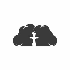 Hookah cloud logo template. Hookah club. Bar. Hookah lounge cafe, Arabian bar or house, shop. vector illustration.