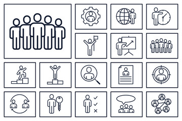 Business people, human resources set icon symbol template for graphic and web design collection logo vector illustration