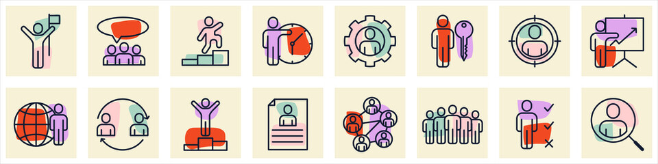 Business people, human resources set icon symbol template for graphic and web design collection logo vector illustration