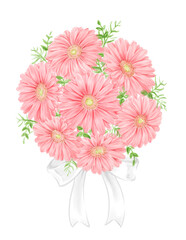 Pink gerbera bouquet drawn in digital watercolor
