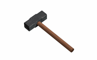 Metallic hammer with white background, 3d rendering.