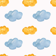 Seamless pattern for baby room clouds blue.