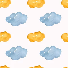 Foto auf Acrylglas Seamless pattern for baby room clouds blue. © Electrovenik