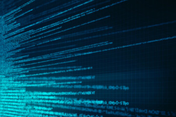 2d illustration abstract digital binary data on computer screen