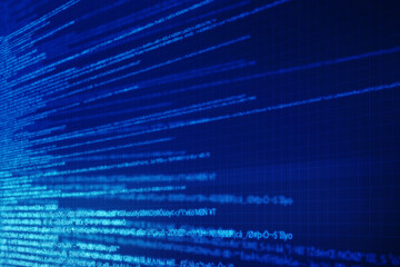 2d illustration abstract digital binary data on computer screen