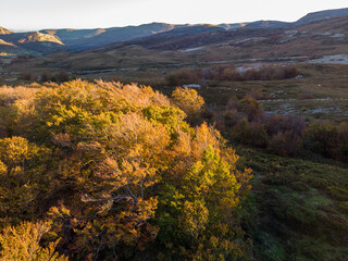 Mountains in Autumn from a Drone View