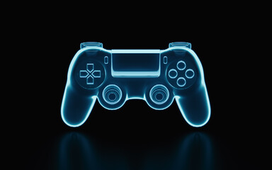 Holographic image of gamepad, futuristic element, 3d rendering. © Vink Fan