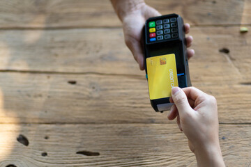 Credit card payment concept and card reader.
