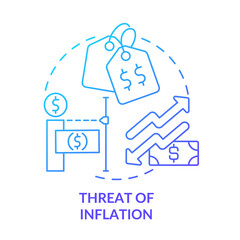 Threat of inflation blue gradient concept icon. Global financial problems. Macro economy trends abstract idea thin line illustration. Isolated outline drawing. Myriad Pro-Bold font used