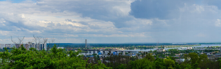 Fototapeta na wymiar Panorama of Kyiv city, Ukraine 15 May 2021