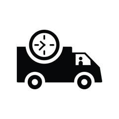 Delivery, on time shipping icon. Black vector illustration.