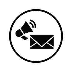 Email marketing icon. Black vector illustration.