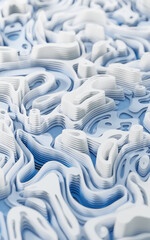 Obraz premium Wave pattern paper cut background, 3d rendering.
