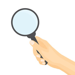 hand holding magnifying glass- vector illustration