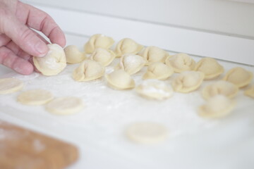 Fototapeta na wymiar person preparing dumplings