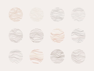 Decorative circles with topography relief linear texture.