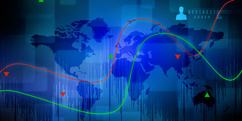 2d rendering Stock market online business concept. business Graph 
