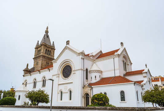 Side facade with rose window of the Church of Nossa Senhora da Ajuda, Espinho PORTUGAL