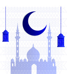  Islamic Ramadan Kareem banner background with crescent pattern moon star mosque lantern.