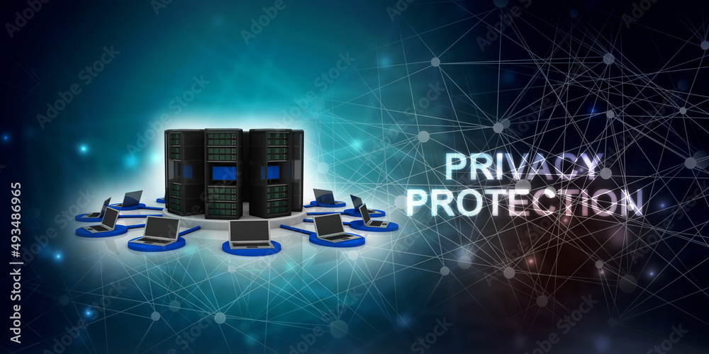 Wall mural 3d illustration data center server connected computer network