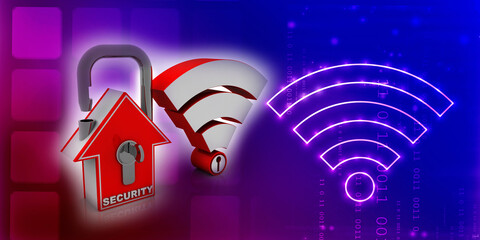 Naklejka premium 3d rendering Wireless Home connection 