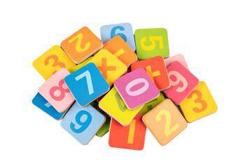 Math number colorful isolated on white background with clipping path, education study mathematics learning teach concept.