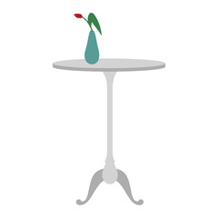 Elegant white table with flower in vase semi flat color vector object. Full sized item on white. Settings for garden parties simple cartoon style illustration for web graphic design and animation