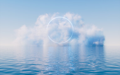 Cloud and water surface, 3d rendering.